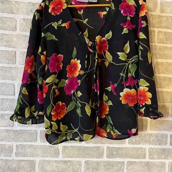 Worthington Floral Long Sleeve Dress Two Piece Set - Picture 7 of 12